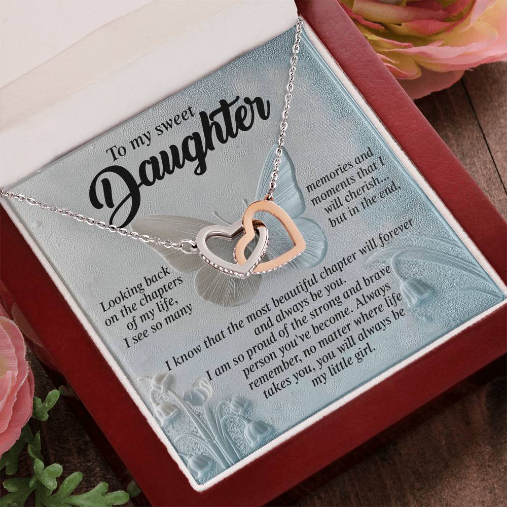 Gift for Daughter - The Most Beautiful Chapter in My Life Is You - Interlocking Hearts Necklace - Mallard Moon Gift Shop