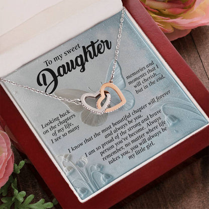 Gift for Daughter - The Most Beautiful Chapter in My Life Is You - Interlocking Hearts Necklace - Mallard Moon Gift Shop