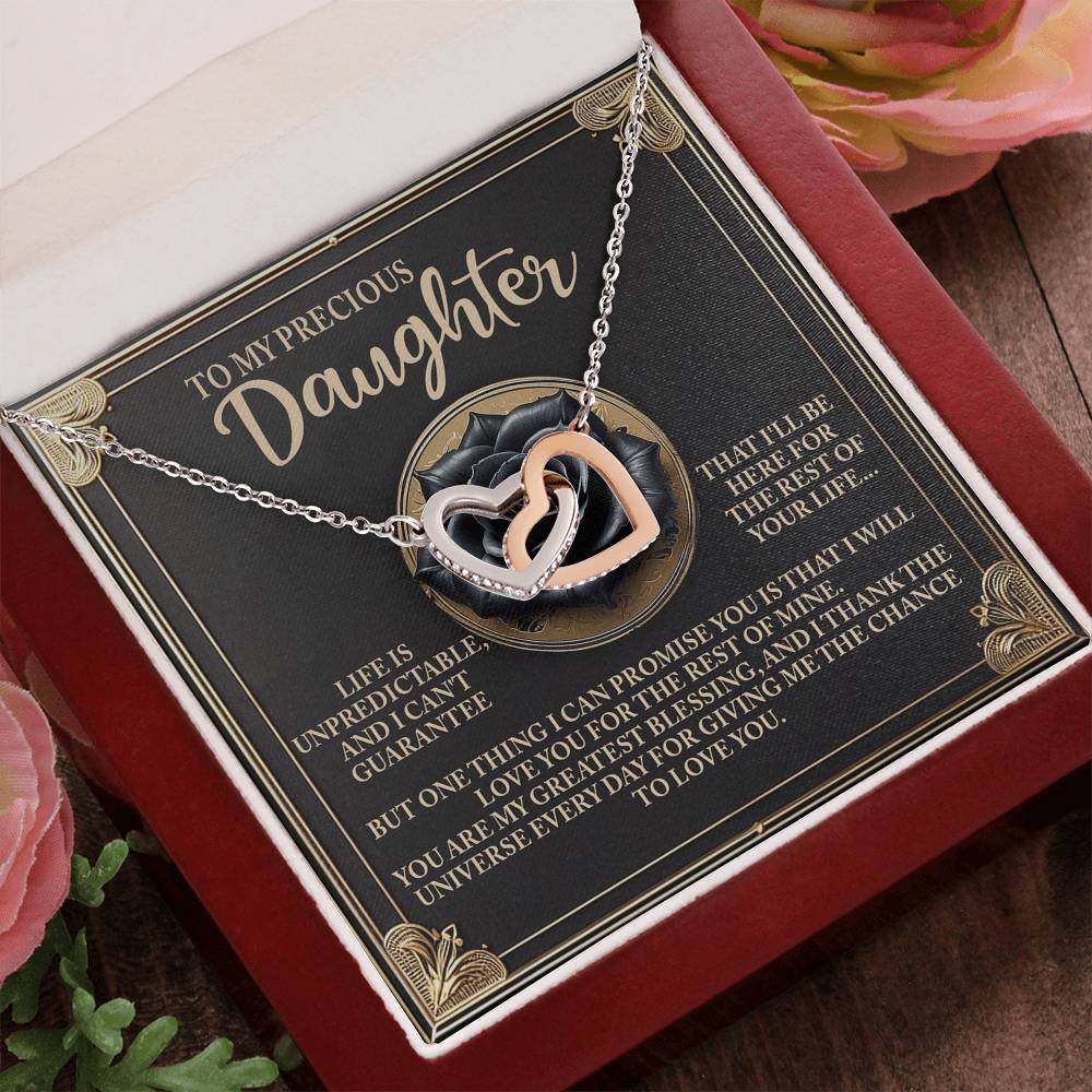 To My Precious Daughter - You Are My Greatest Blessing - Interlocking Hearts Necklace: - Mallard Moon Gift Shop