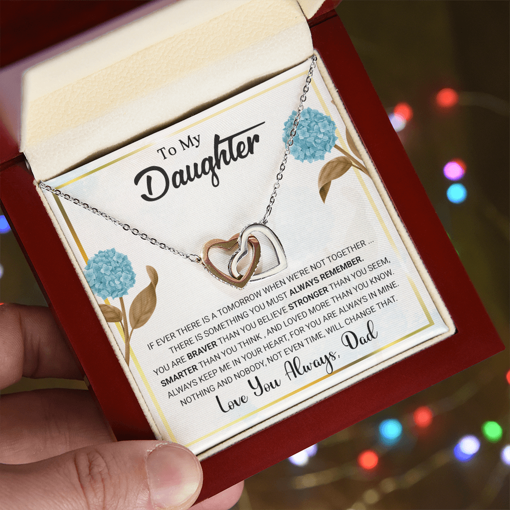 To My Daughter – Interlocking Hearts Necklace from Dad | Braver, Smarter, Stronger Message Card | Sentimental Keepsake Gift - Mallard Moon Gift Shop