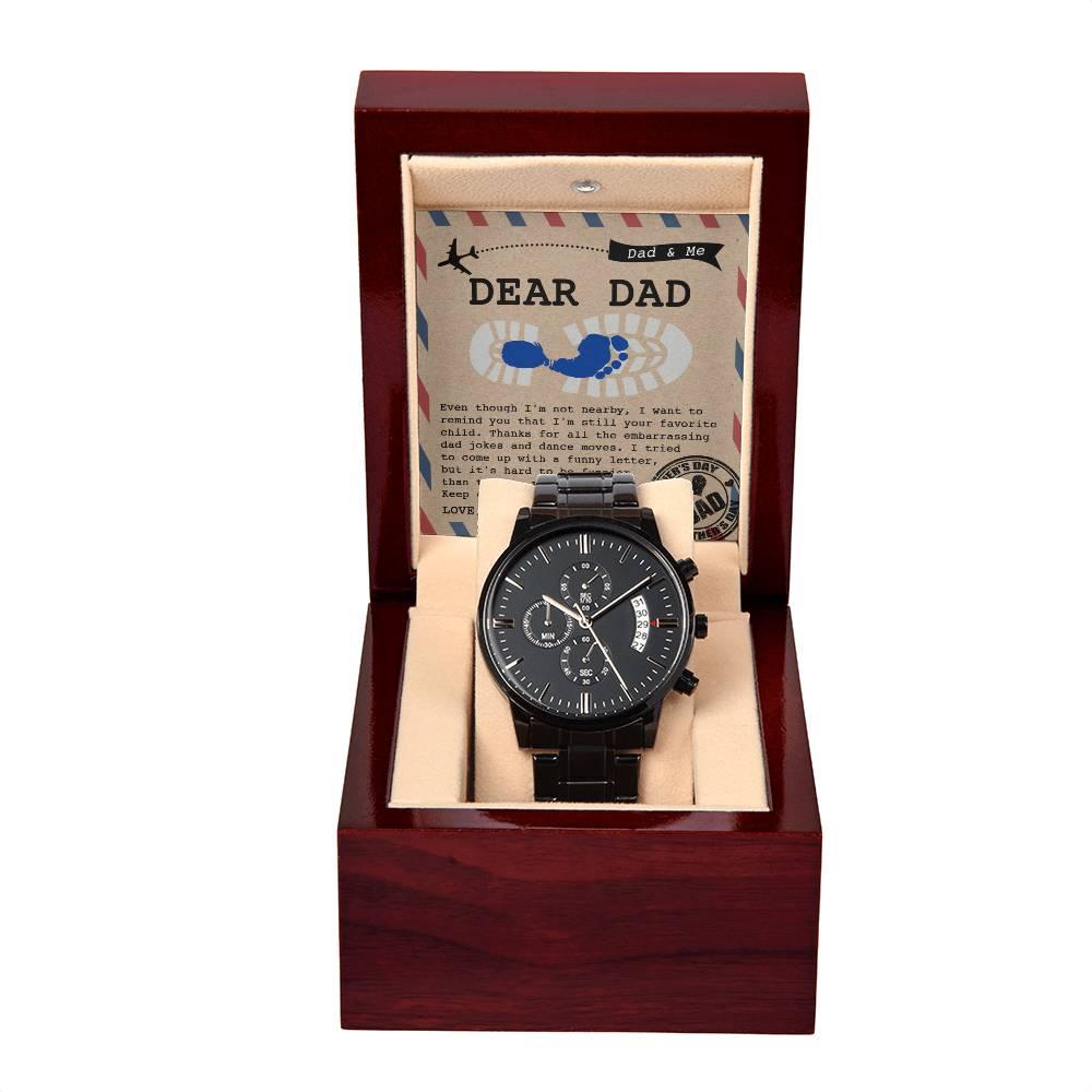 Dad Gift - Thanks for All The Embarrassing Dad Jokes and Dance Moves - Your Favorite Child - Black Chronograph Watch - Mallard Moon Gift Shop