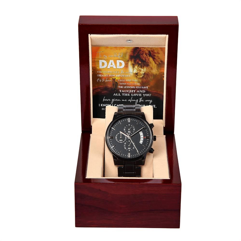 Dad Gift - Repay Your Love- Black Chronograph Watch - Mallard Moon Gift Shop