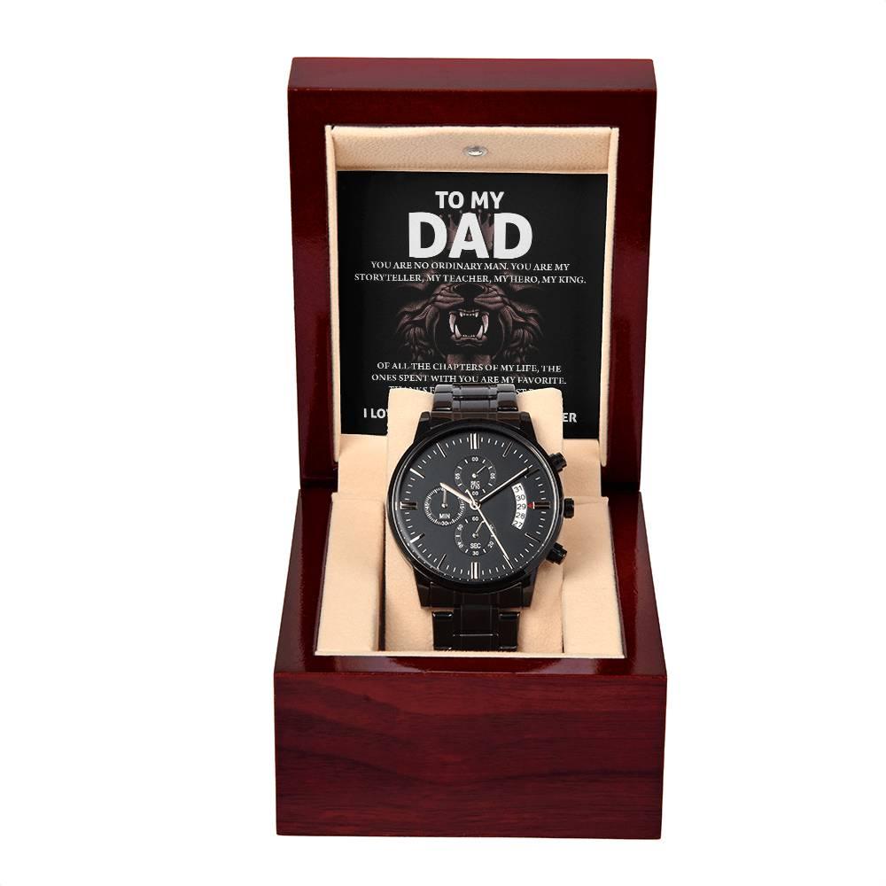 Gift for Dad - My Storyteller - Black Chronograph Watch - Mallard Moon Gift Shop