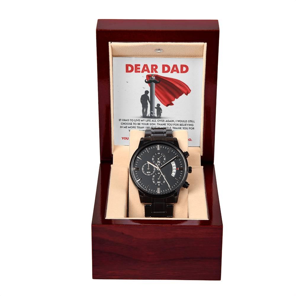 Dad Gift - You Are My Greatest Hero Black Chronograph Watch - Mallard Moon Gift Shop
