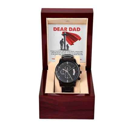 Dad Gift - You Are My Greatest Hero Black Chronograph Watch - Mallard Moon Gift Shop