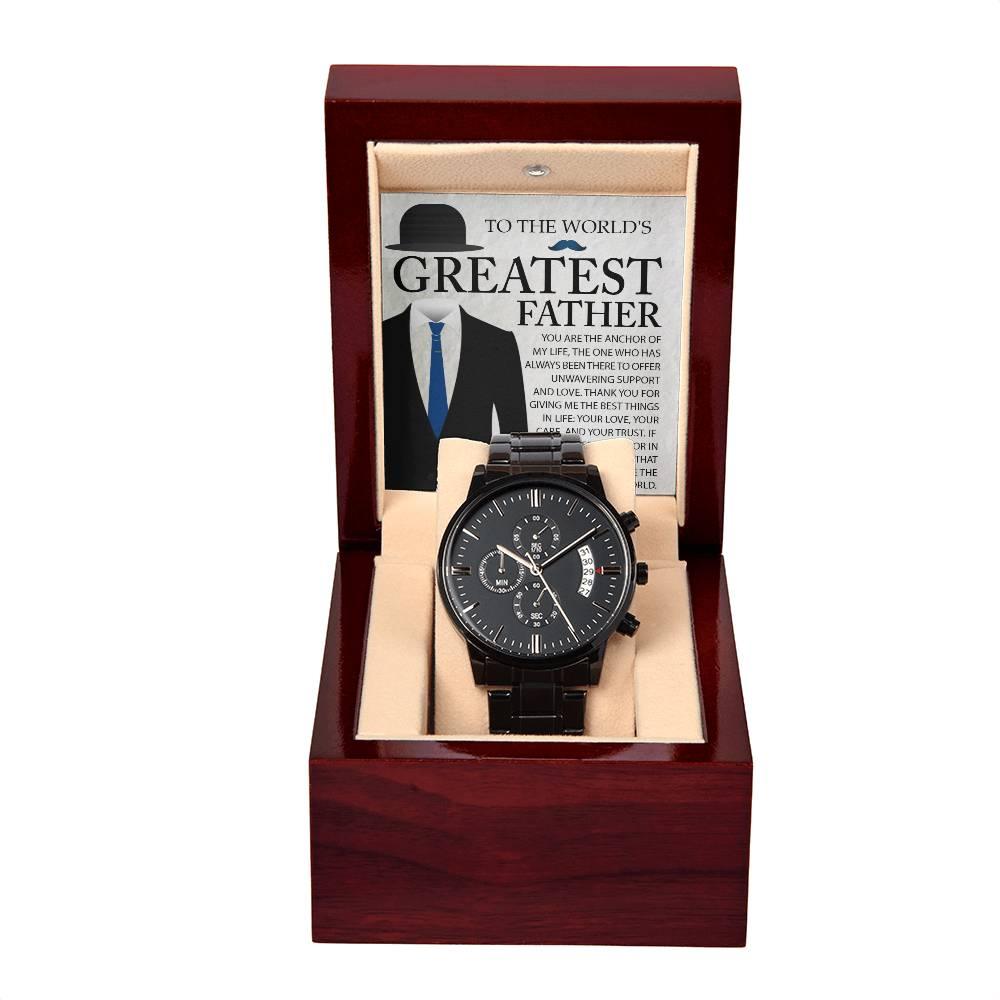 Dad Gift - You Are The Anchor in my Life - Black Chronograph Watch - Mallard Moon Gift Shop