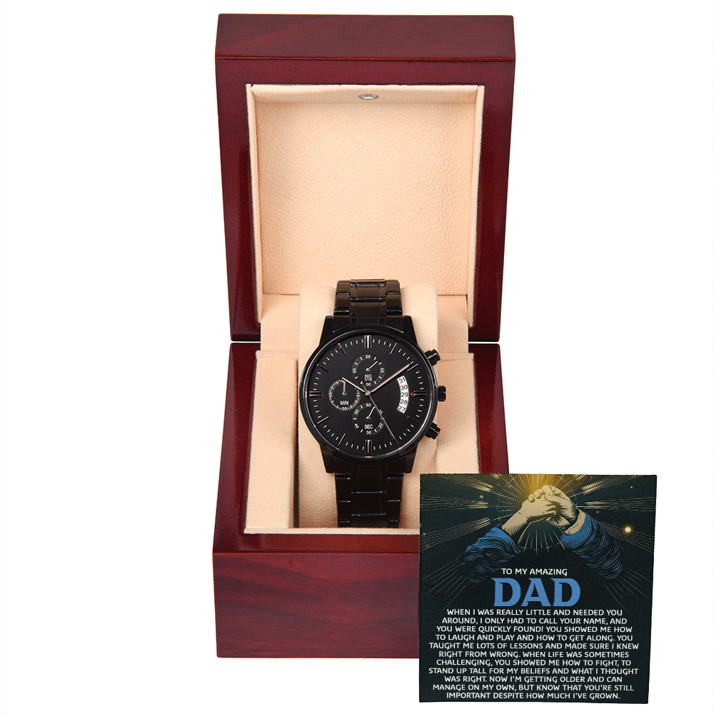 To My Amazing Dad Chronograph Watch Gift | Meaningful Father's Day Watch from Son or Daughter - Timepiece with Heartfelt Message | Unique Birthday or Christmas Gift for Dad - Mallard Moon Gift Shop