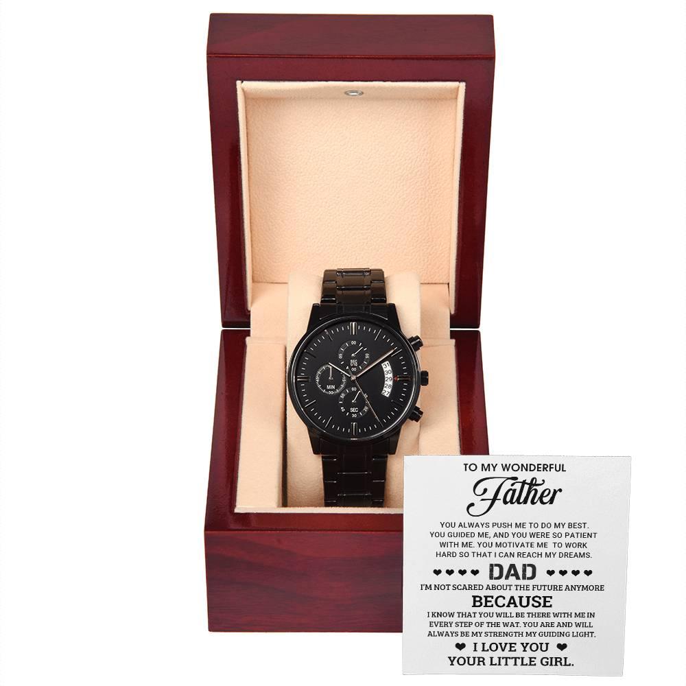To My Wonderful Father You Are My Guiding Light Black Chronograph Watch - Mallard Moon Gift Shop