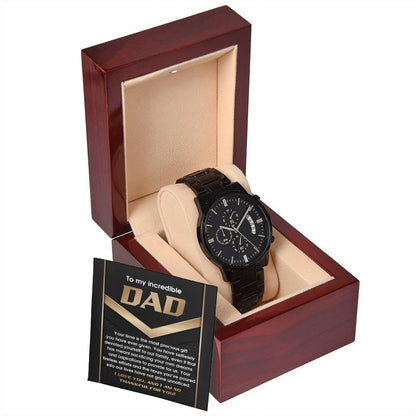 Gift for Dad Your Time Is A Precious Gift Black Chronograph Watch - Mallard Moon Gift Shop