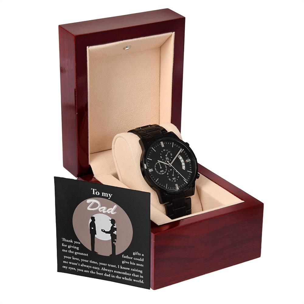 Dad Gift -The Greatest Gifts- Your Love, Time and Trust Black Chronograph Watch - Mallard Moon Gift Shop
