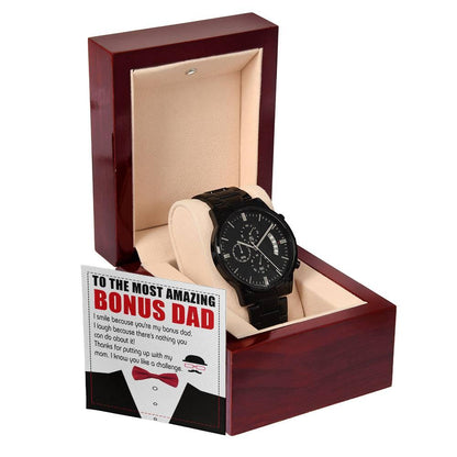 Bonus Dad Gift- I Know You Like A Challenge Black Chronograph Watch - Mallard Moon Gift Shop