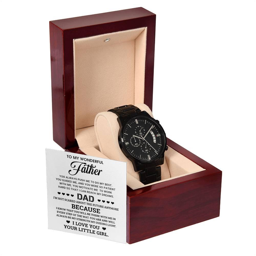 To My Wonderful Father You Are My Guiding Light Black Chronograph Watch - Mallard Moon Gift Shop