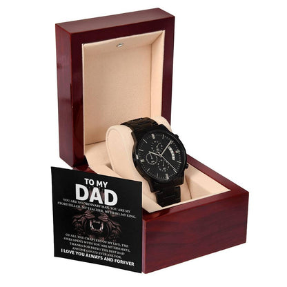 Gift for Dad - My Storyteller - Black Chronograph Watch - Mallard Moon Gift Shop