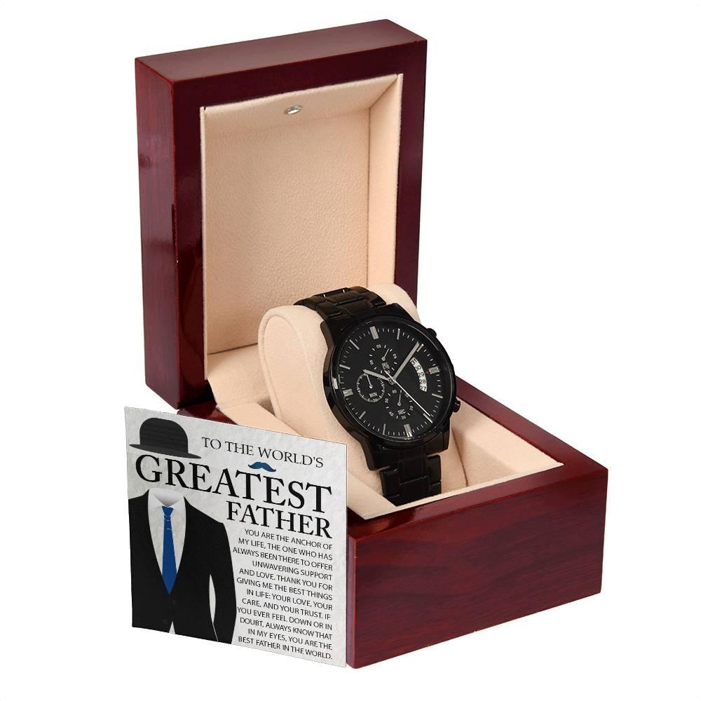 Dad Gift - You Are The Anchor in my Life - Black Chronograph Watch - Mallard Moon Gift Shop