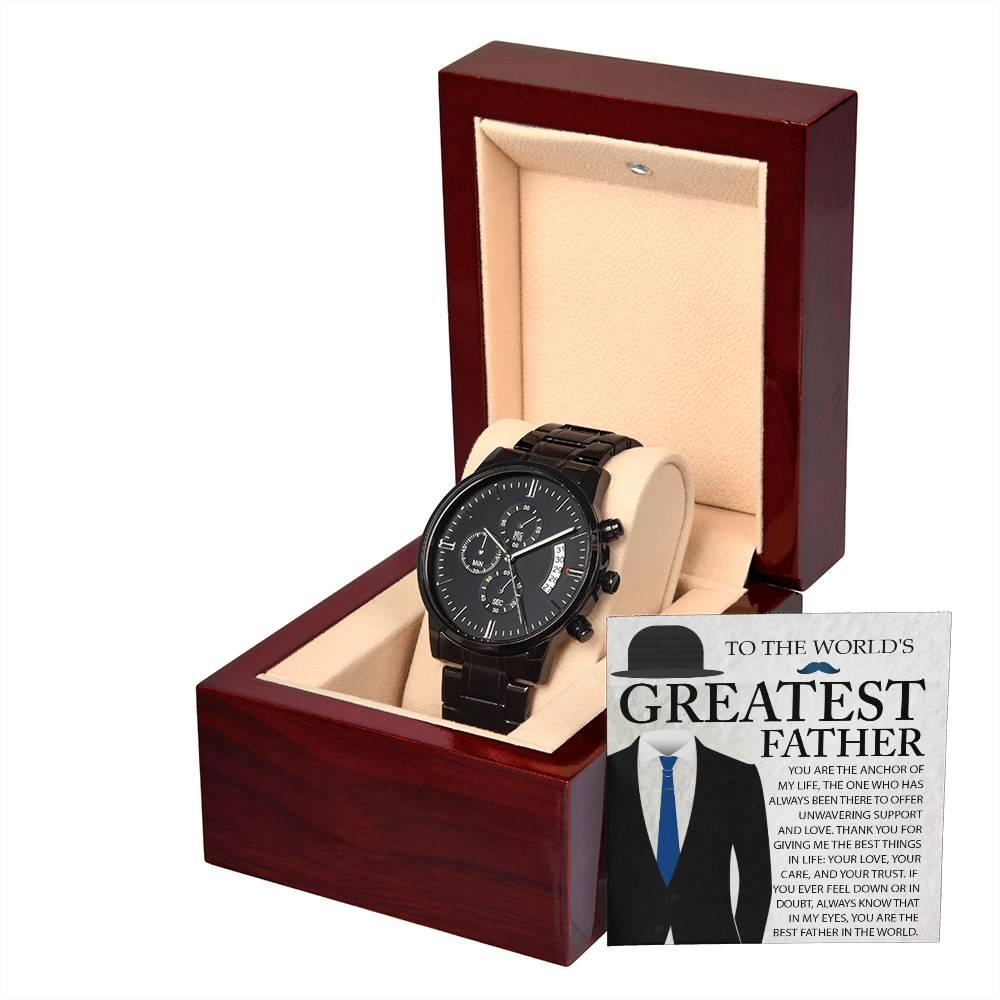 Dad Gift - You Are The Anchor in my Life - Black Chronograph Watch - Mallard Moon Gift Shop