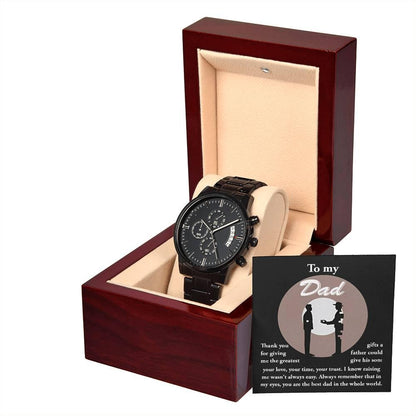 Dad Gift -The Greatest Gifts- Your Love, Time and Trust Black Chronograph Watch - Mallard Moon Gift Shop