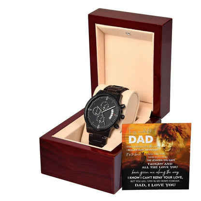 Dad Gift - Repay Your Love- Black Chronograph Watch - Mallard Moon Gift Shop