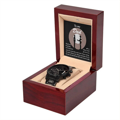 Dad Gift -The Greatest Gifts- Your Love, Time and Trust Black Chronograph Watch - Mallard Moon Gift Shop