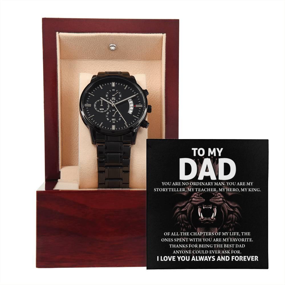 Gift for Dad - My Storyteller - Black Chronograph Watch - Mallard Moon Gift Shop