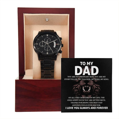 Gift for Dad - My Storyteller - Black Chronograph Watch - Mallard Moon Gift Shop
