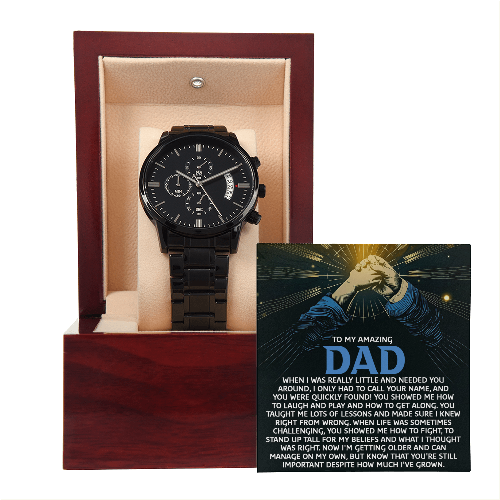 To My Amazing Dad Chronograph Watch Gift | Meaningful Father's Day Watch from Son or Daughter - Timepiece with Heartfelt Message | Unique Birthday or Christmas Gift for Dad - Mallard Moon Gift Shop