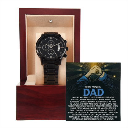 To My Amazing Dad Chronograph Watch Gift | Meaningful Father's Day Watch from Son or Daughter - Timepiece with Heartfelt Message | Unique Birthday or Christmas Gift for Dad - Mallard Moon Gift Shop