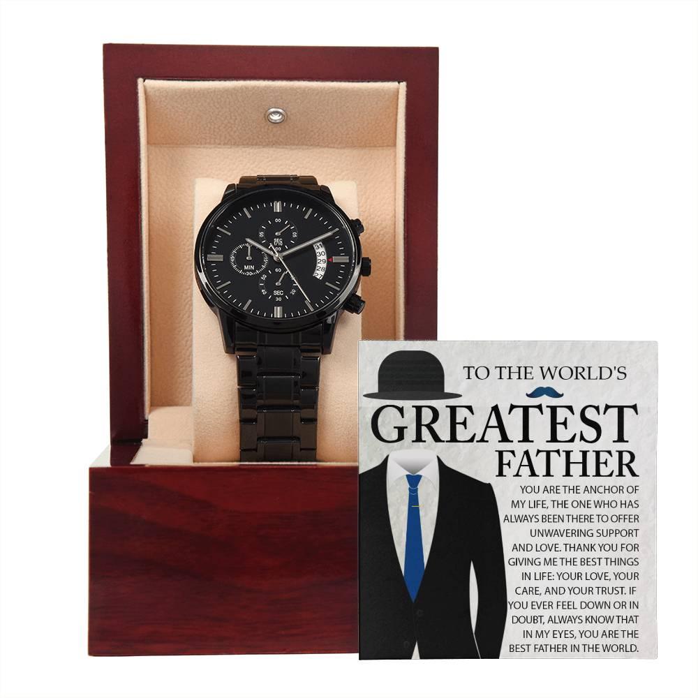 Dad Gift - You Are The Anchor in my Life - Black Chronograph Watch - Mallard Moon Gift Shop