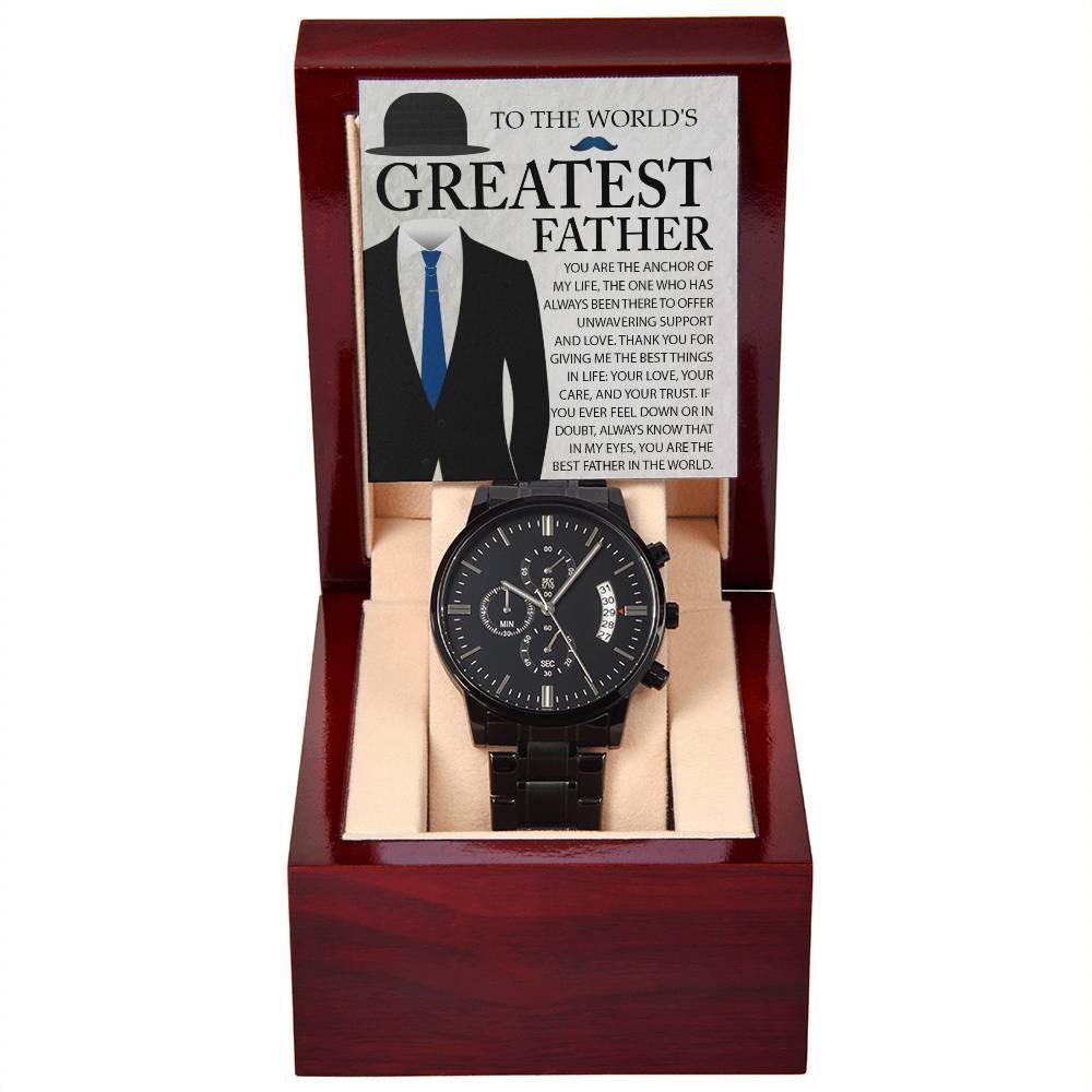 Dad Gift - You Are The Anchor in my Life - Black Chronograph Watch - Mallard Moon Gift Shop