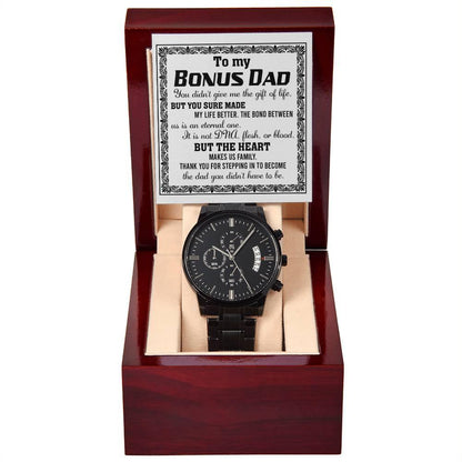 Bonus Dad Chronograph Watch - The Heart Makes Us Family Father's Day, Birthday Gift - Mallard Moon Gift Shop