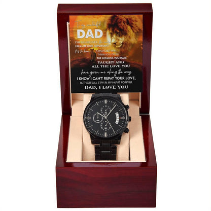 Dad Gift - Repay Your Love- Black Chronograph Watch - Mallard Moon Gift Shop