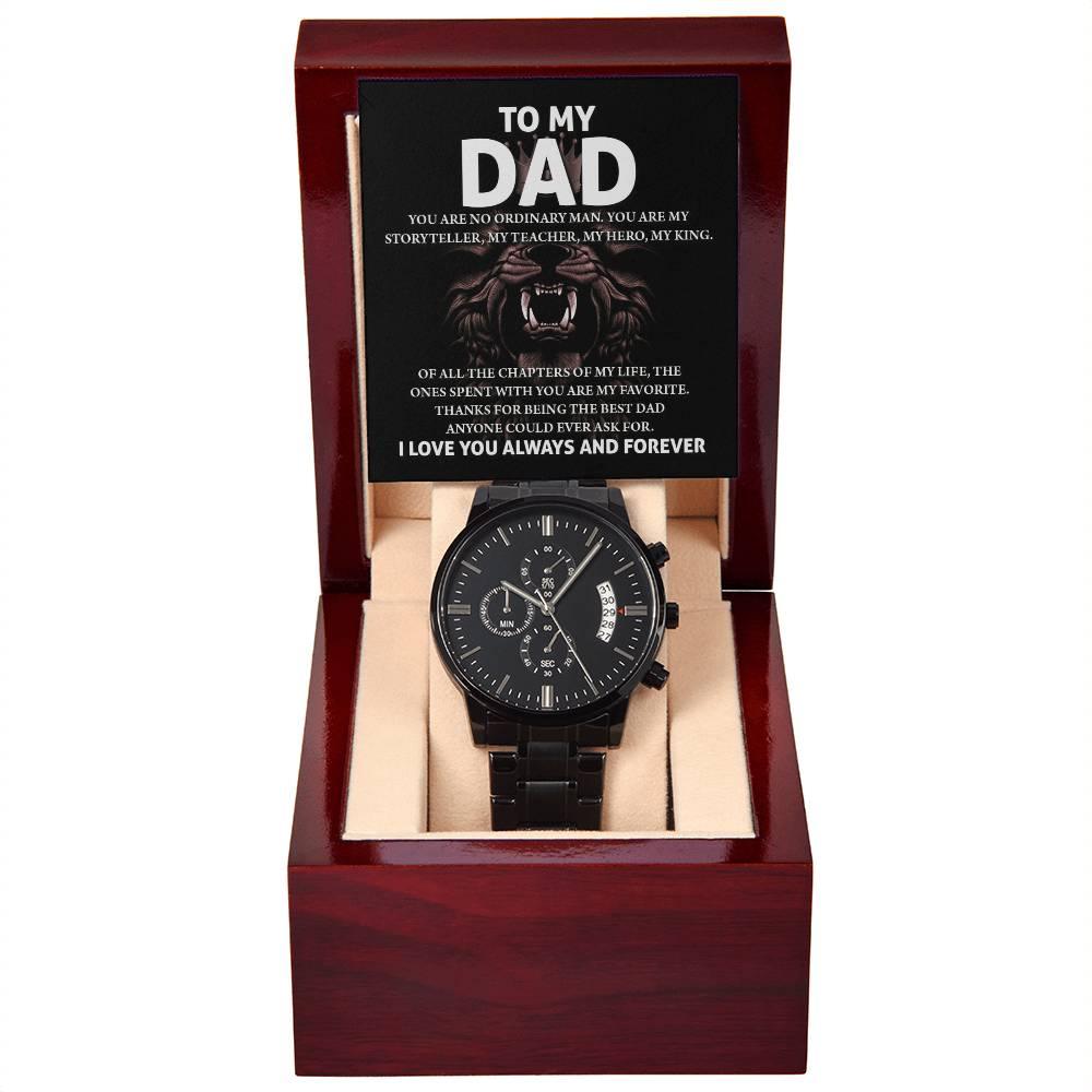 Gift for Dad - My Storyteller - Black Chronograph Watch - Mallard Moon Gift Shop