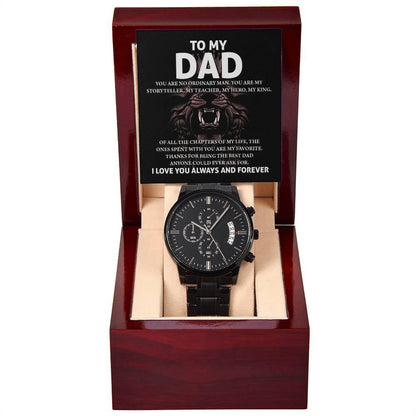 Gift for Dad - My Storyteller - Black Chronograph Watch - Mallard Moon Gift Shop