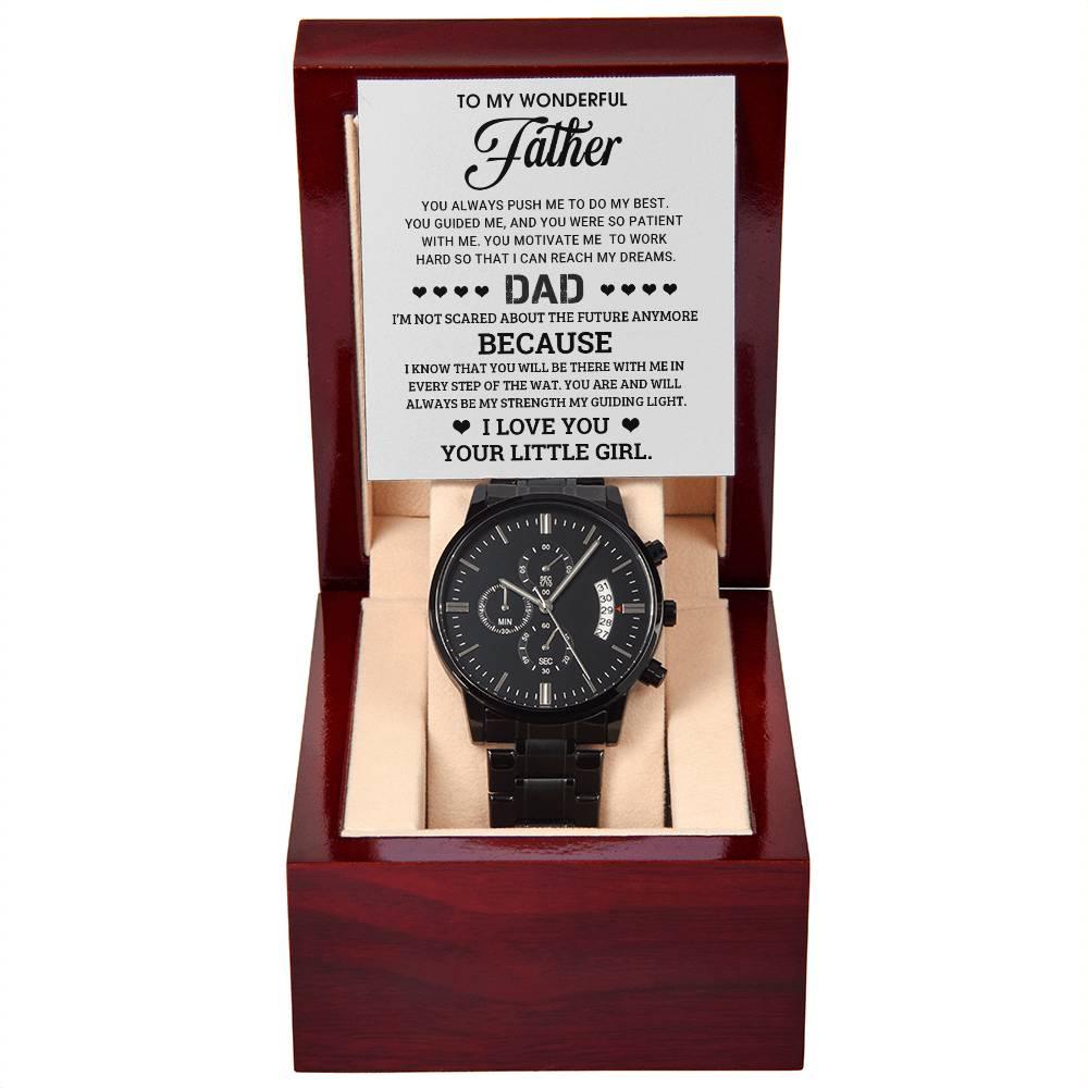 To My Wonderful Father You Are My Guiding Light Black Chronograph Watch - Mallard Moon Gift Shop