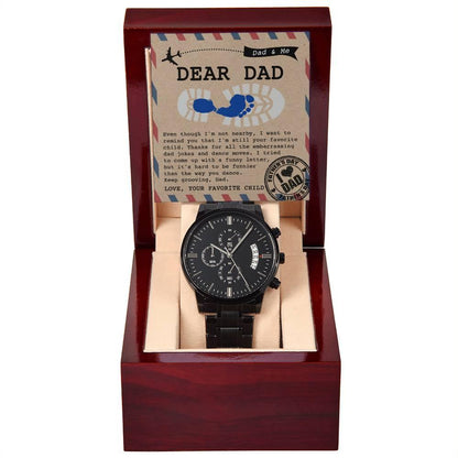 Dad Gift - Thanks for All The Embarrassing Dad Jokes and Dance Moves - Your Favorite Child - Black Chronograph Watch - Mallard Moon Gift Shop
