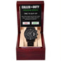 Groomsman Called To Duty Time to Suit Up Wedding Party Invite Black Chronograph Watch - Mallard Moon Gift Shop