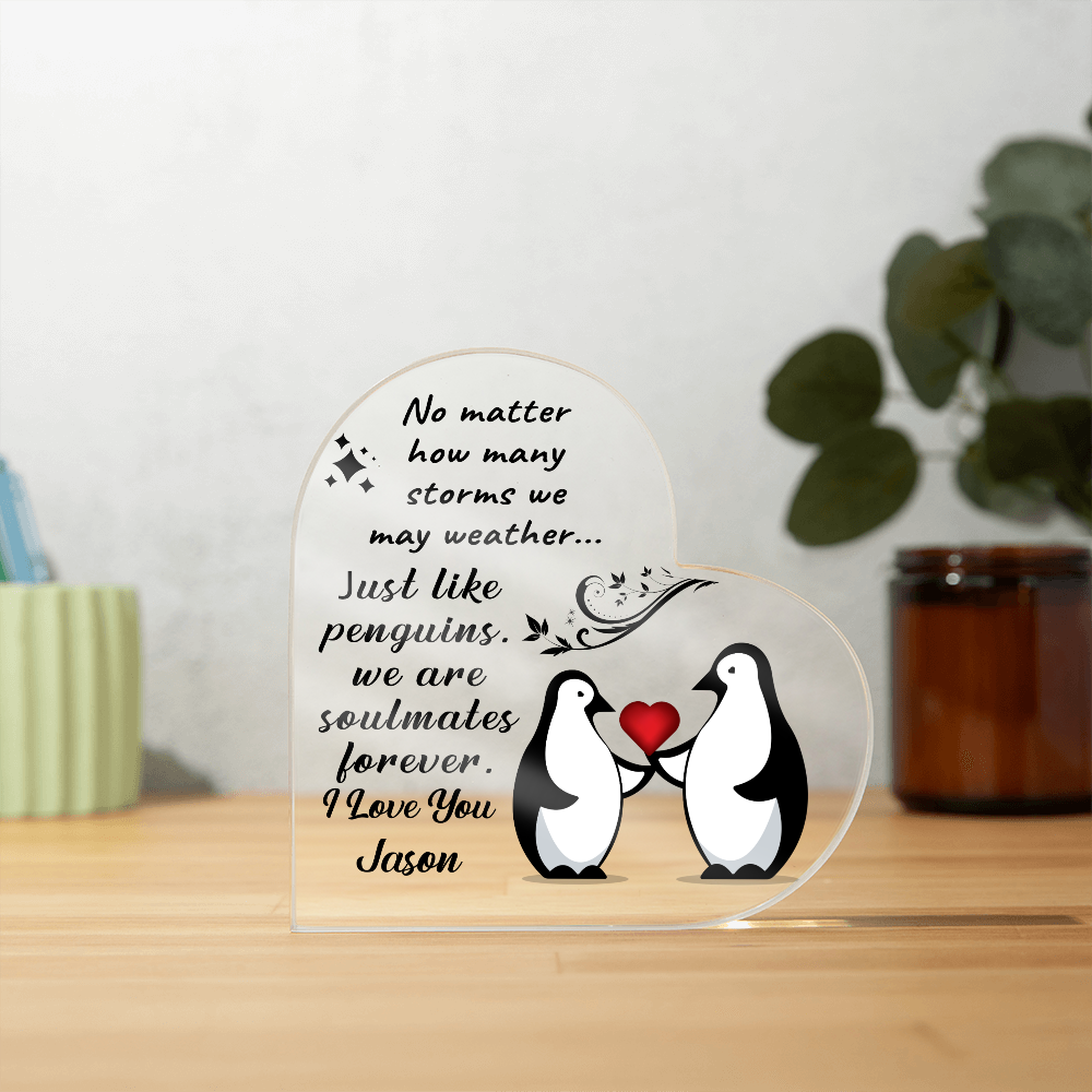 Soulmates Forever - Personalized Heart-Shaped Acrylic Plaque – A Timeless Love Keepsake - Mallard Moon Gift Shop