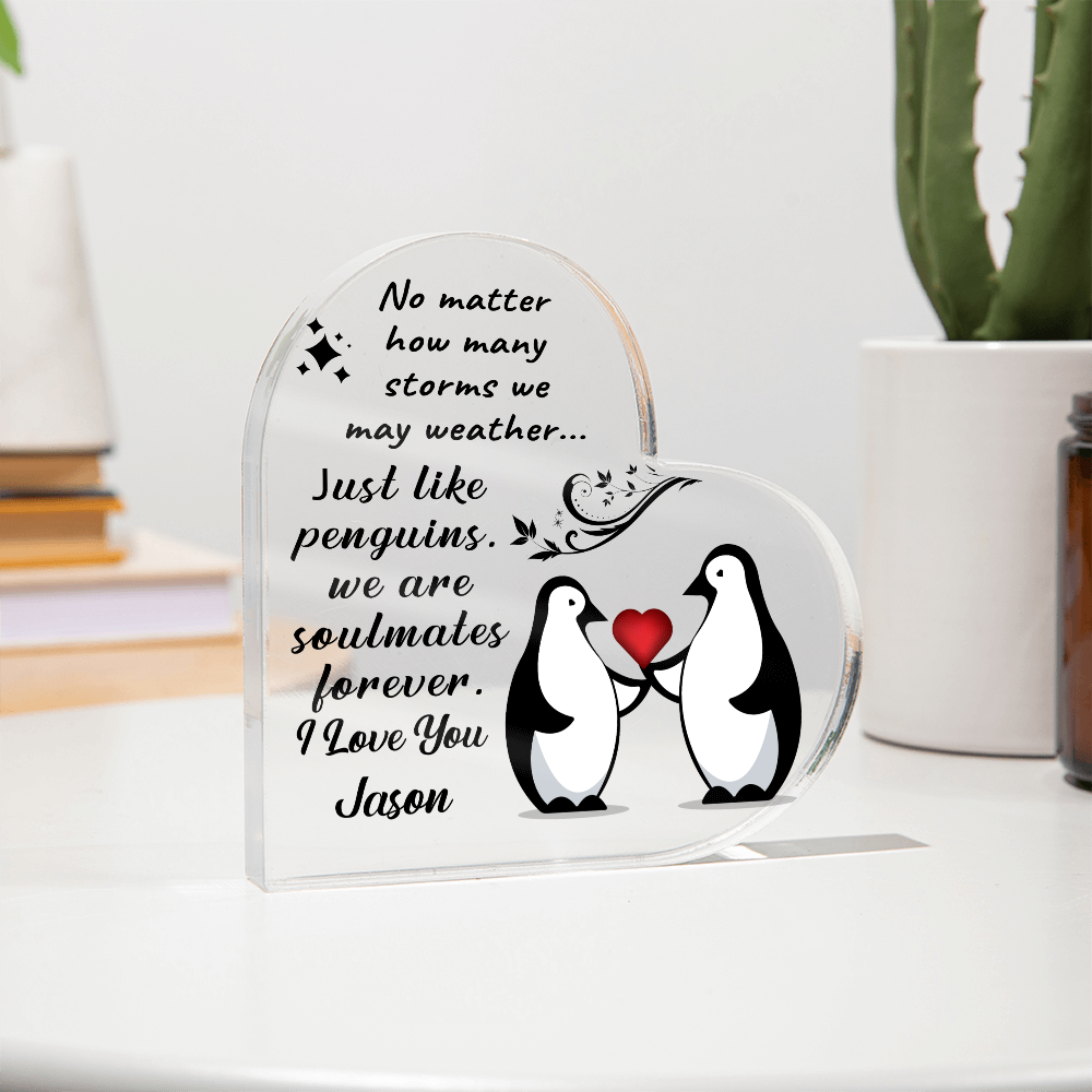 Soulmates Forever - Personalized Heart-Shaped Acrylic Plaque – A Timeless Love Keepsake - Mallard Moon Gift Shop