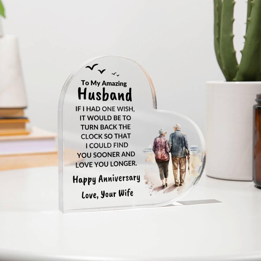 Husband Anniversary Gift Wish I Can Turn Back Time Acrylic Plaque - Mallard Moon Gift Shop