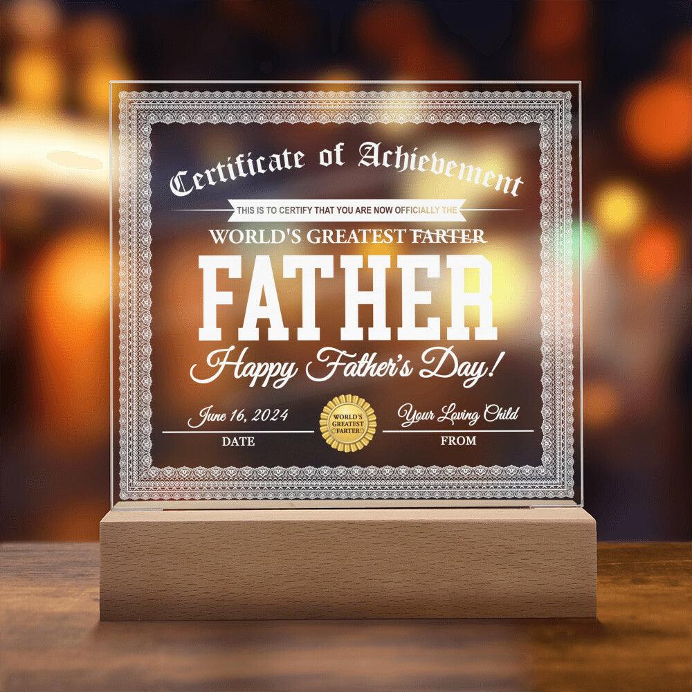 Dad Gift - World's Greatest Farter Funny Personalized Acrylic Plaque - Mallard Moon Gift Shop