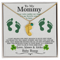 To My Mommy from Baby Bump - Personalized Baby Feet Necklace – Custom Name & Birthstone Pendant St. Patrick's Day Gift - Mallard Moon Gift Shop