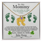 To My Mommy from Baby Bump - Personalized Baby Feet Necklace – Custom Name & Birthstone Pendant St. Patrick's Day Gift - Mallard Moon Gift Shop