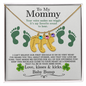 To My Mommy from Baby Bump - Personalized Baby Feet Necklace – Custom Name & Birthstone Pendant St. Patrick's Day Gift - Mallard Moon Gift Shop