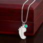 Dear Mommy I Am On My Way Baby Feet Engraved Name Charm Pendant Necklace with Birthstone - Mallard Moon Gift Shop