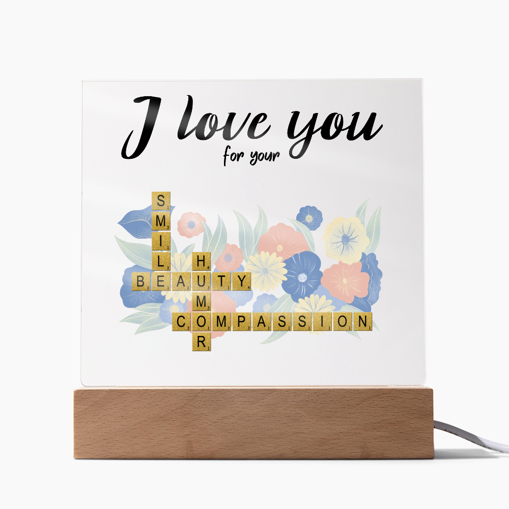 Personalized Crossword Puzzle Acrylic Plaque - Valentine's Day, Anniversary, Birthday Gift for Soulmates - Mallard Moon Gift Shop