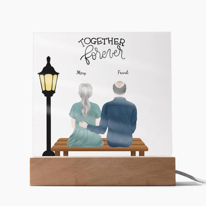 Anniversary, Birthday, Christmas Personalized Couples Romantic Sitting in the Park Acrylic Plaque - Mallard Moon Gift Shop