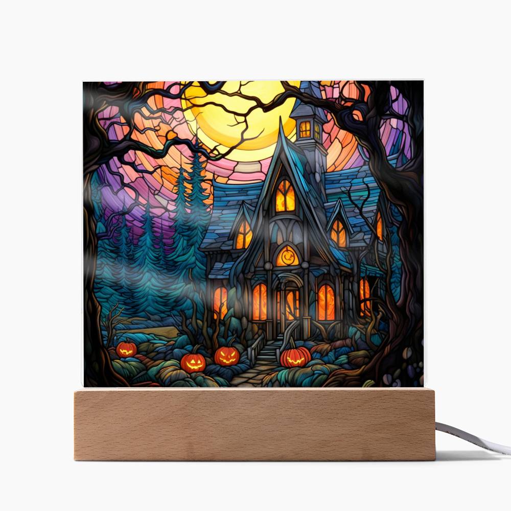 Ghoulish Mansion: Halloween Acrylic Plaque - Mallard Moon Gift Shop