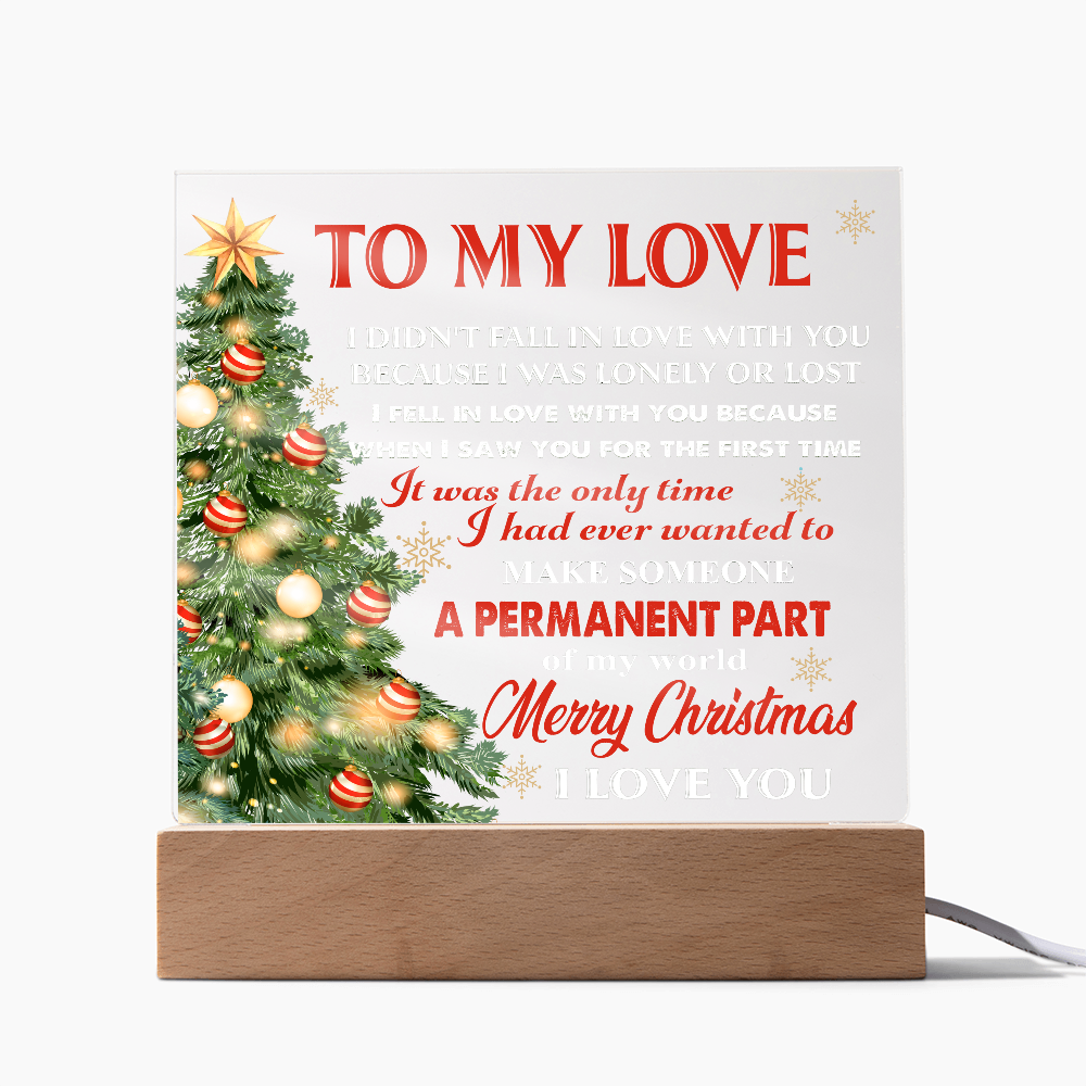 To My Love Acrylic LED Plaque – Romantic Christmas Tree Light Gift | “Permanent Part of My World” Holiday Keepsake