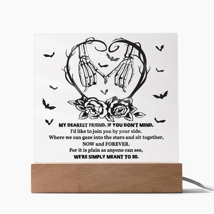 Soulmate Halloween - We Are Meant To Be - Acrylic Square Plaque with LED Wooden Base - Mallard Moon Gift Shop