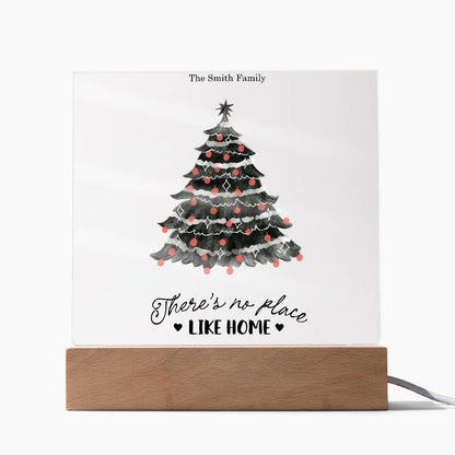 Personalized Christmas Tree Acrylic Plaque with Lighted LED Wooden Base - Mallard Moon Gift Shop