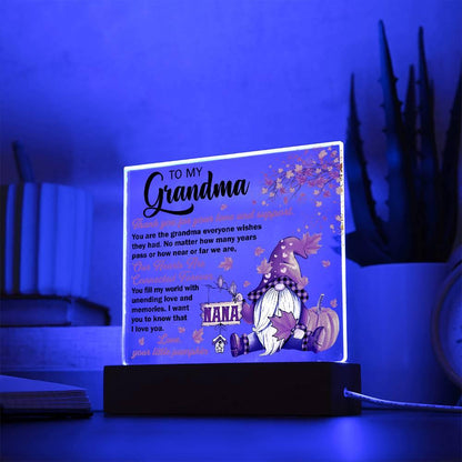 Grandma - Thank You for Your Love And Support Acrylic Square Plaque with LED Wooden Base - Mallard Moon Gift Shop